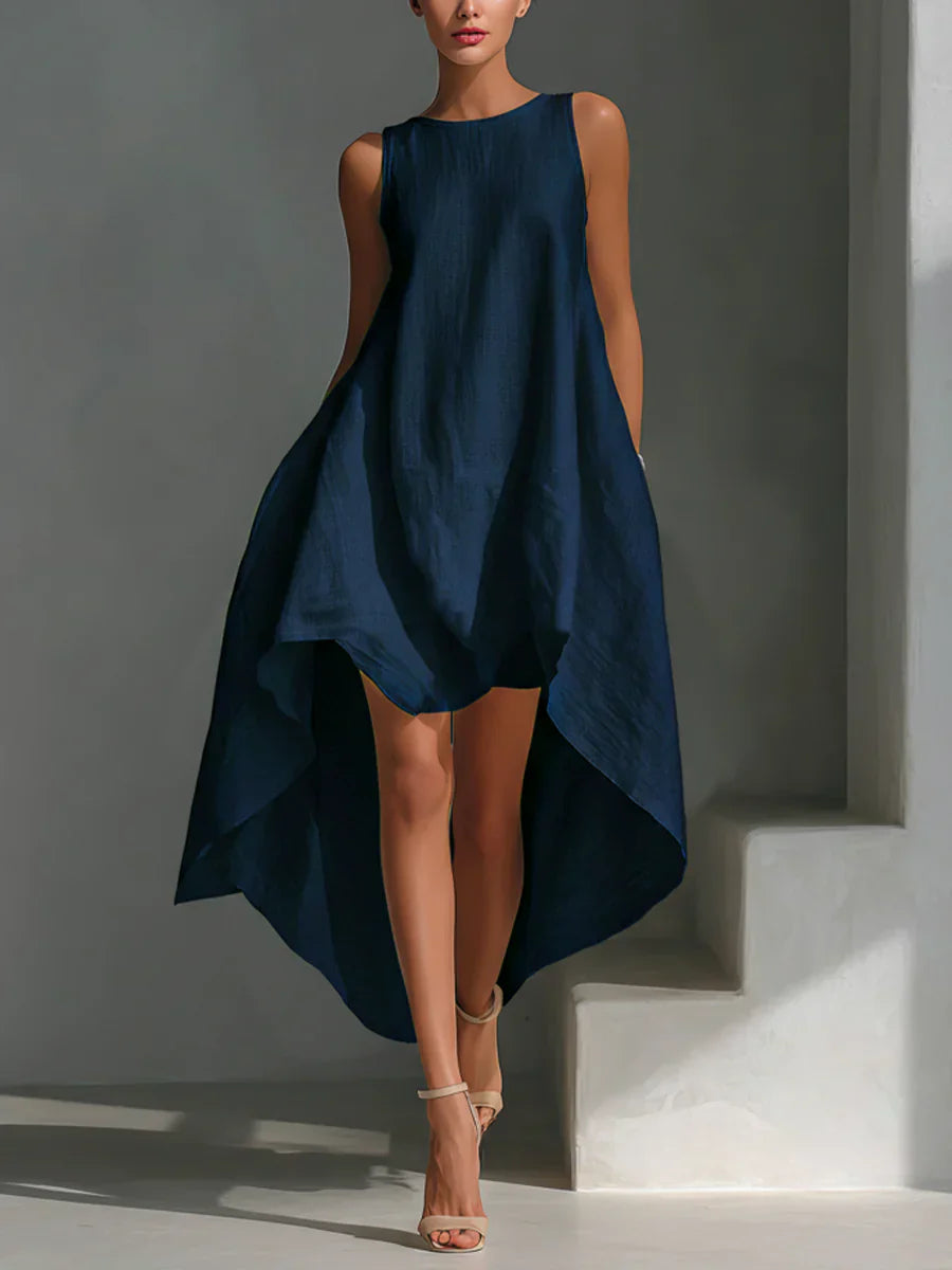 Renia - Vestido de Algodón Fluido de Longitud Asimétrica