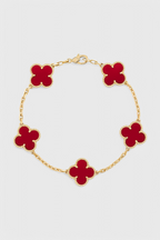 Pulsera con Motivo de Trébol y Elegancia Baño de Oro