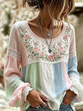 Isra - Blusa Estilo Bohemio Bordada Con Flores