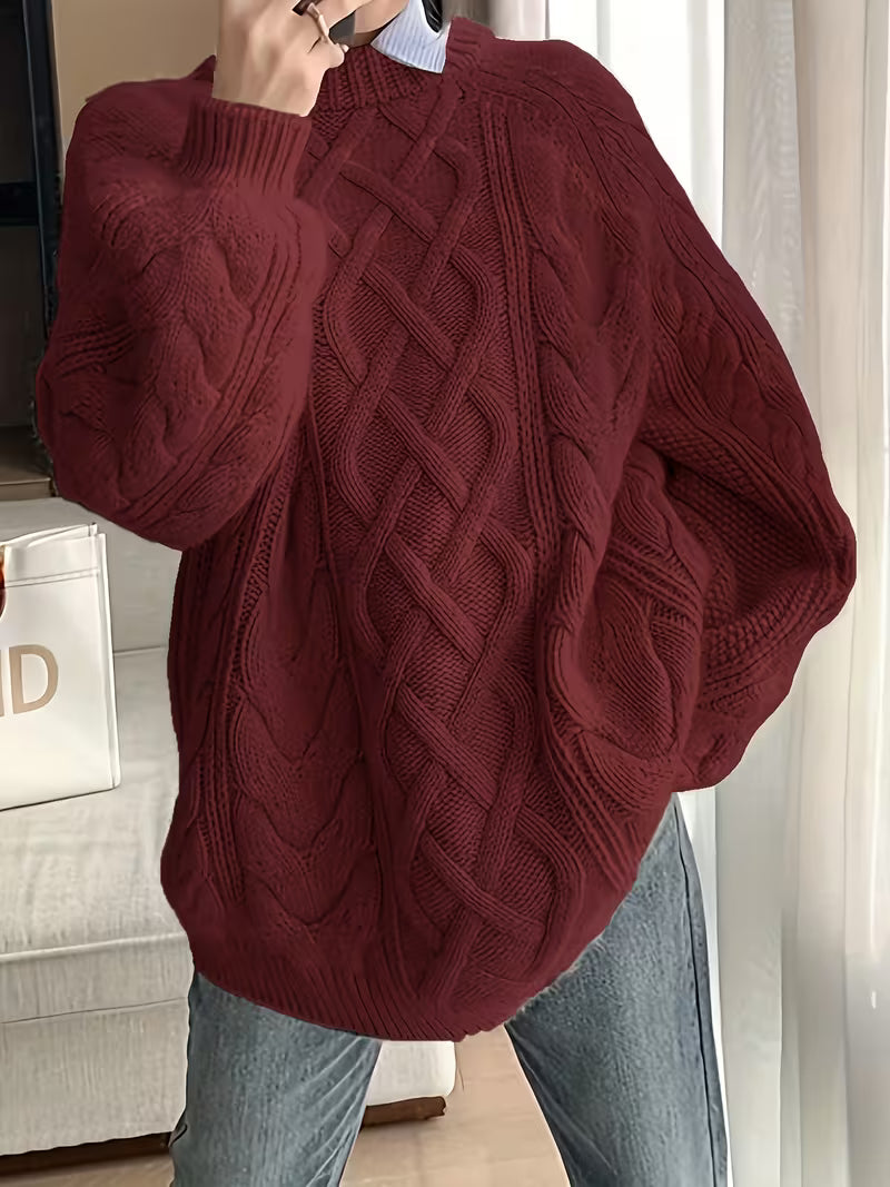 Gienah - Pull Décontracté en Maille Naturelle Torsadée