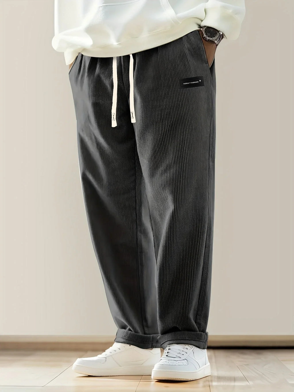Elis - Pantalón Amplio de Pana con Cintura Ajustable