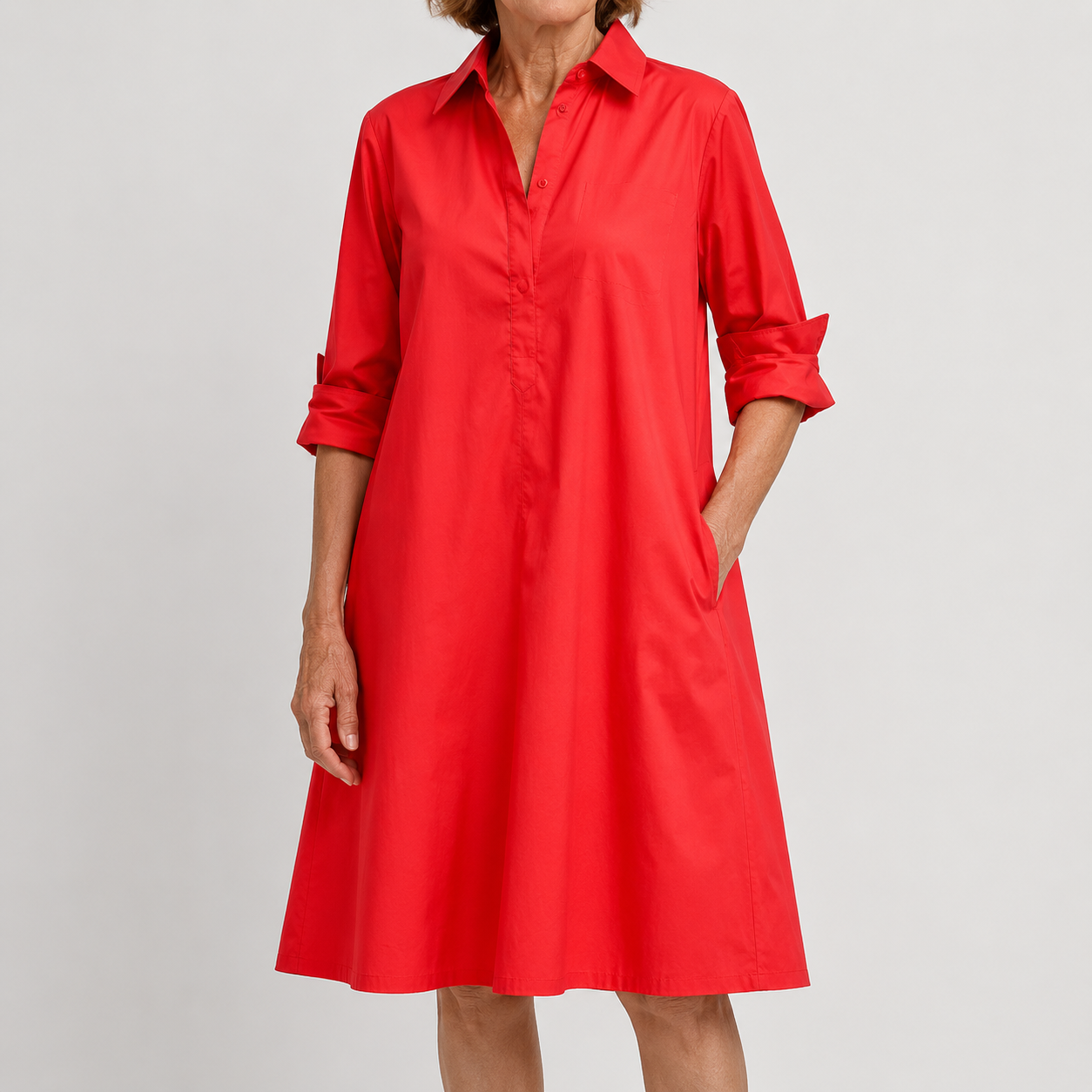 Vestido Camisero Rojo Clásico