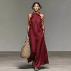 Bluma - Vestido Maxi Bohemio de Algodón con Volantes