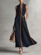 Maram - Vestido Maxi de Lino Sofisticado con Cinturón