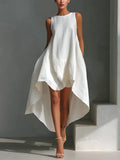 Renia - Vestido de Algodón Fluido de Longitud Asimétrica