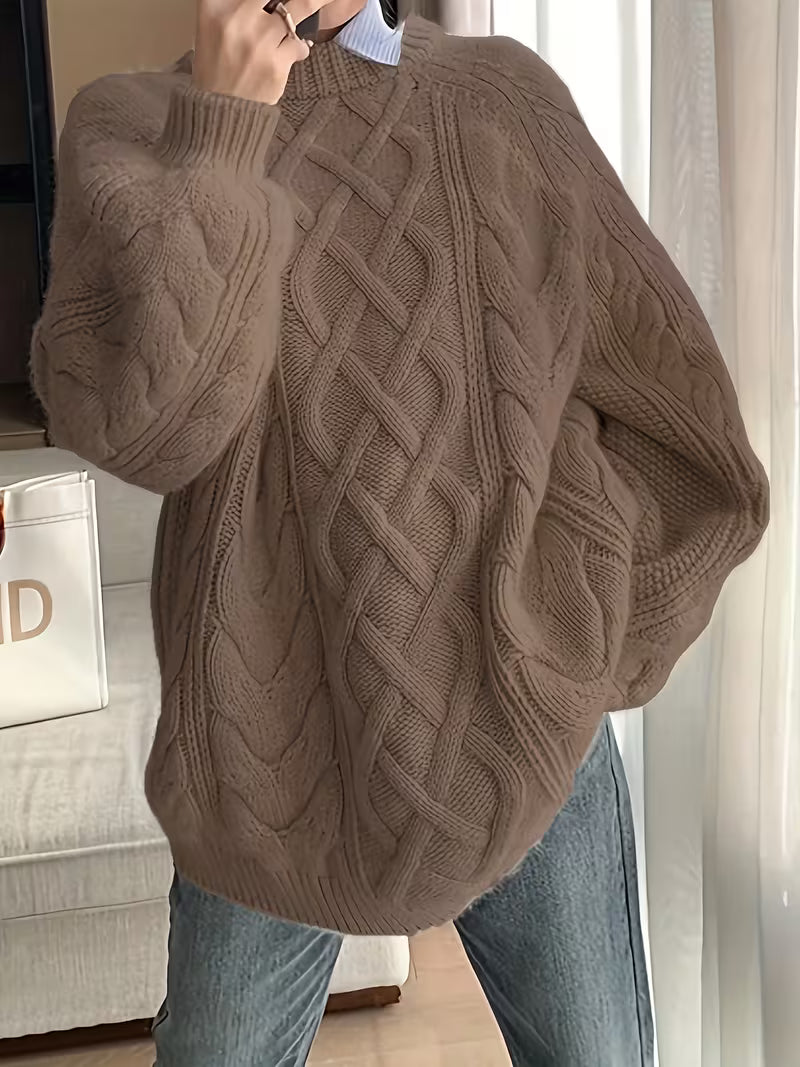 Gienah - Pull Décontracté en Maille Naturelle Torsadée
