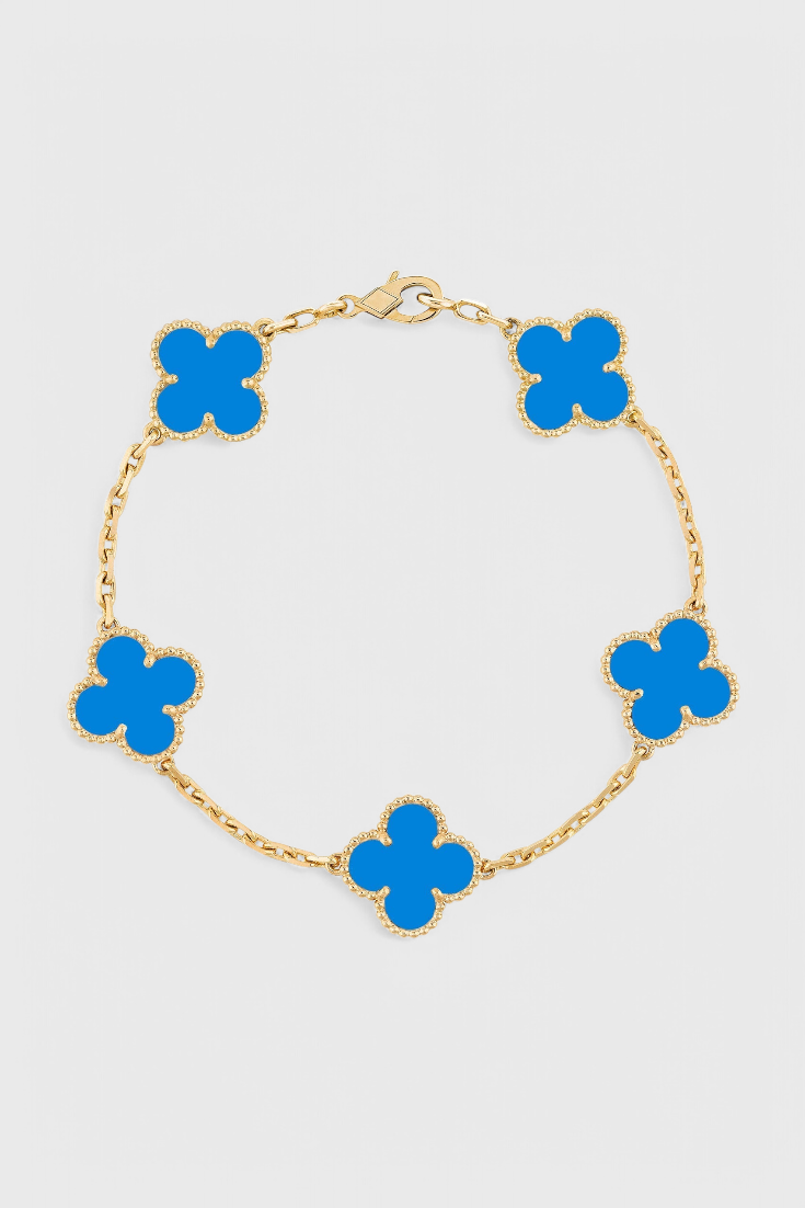 Pulsera con Motivo de Trébol y Elegancia Baño de Oro