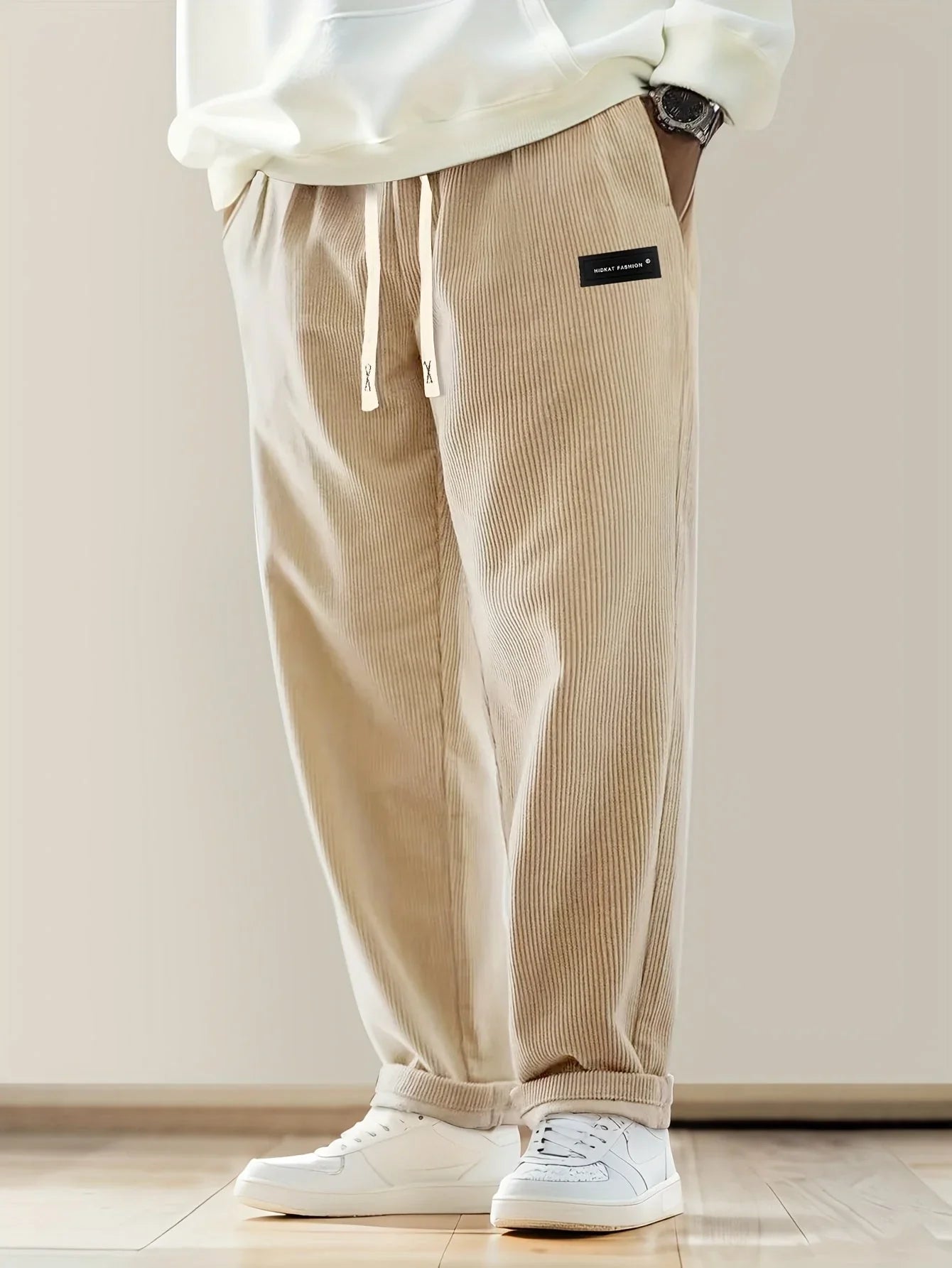 Elis - Pantalón Amplio de Pana con Cintura Ajustable