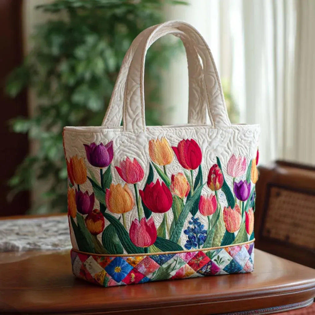 Grizel - Bolso Tote Texturizado de Tulipanes Diseñado a Mano