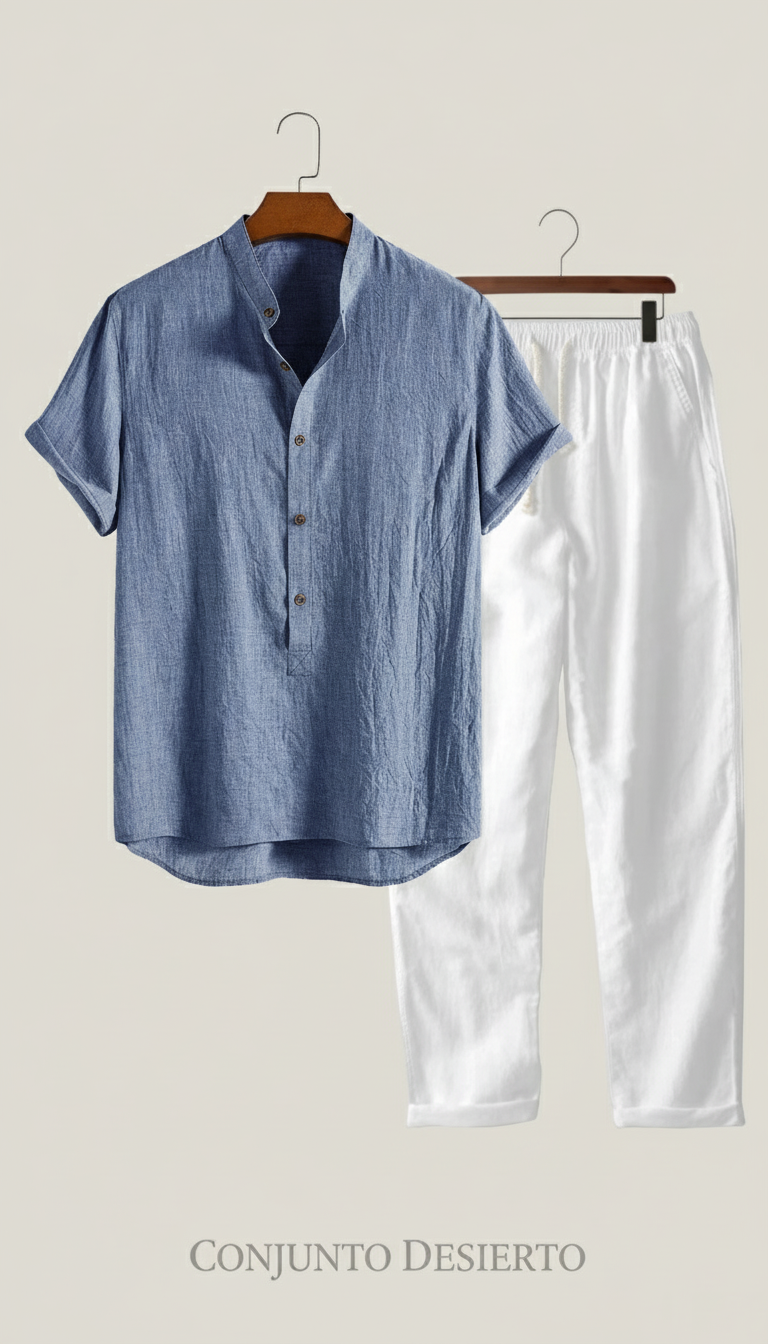 Desierto Set | Conjunto fluido de camisa y pantalón en mezcla premium