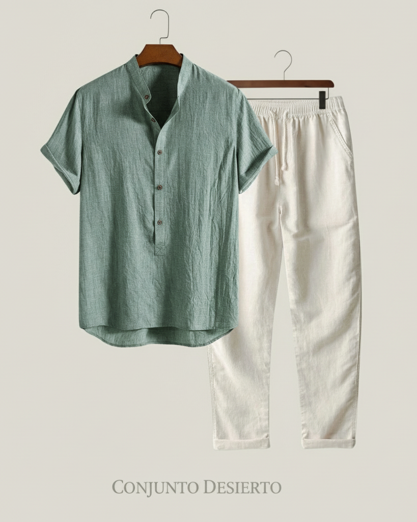 Desierto Set | Conjunto fluido de camisa y pantalón en mezcla premium