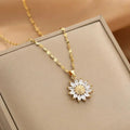 Collar Colgante Girasol Oro y Cristal