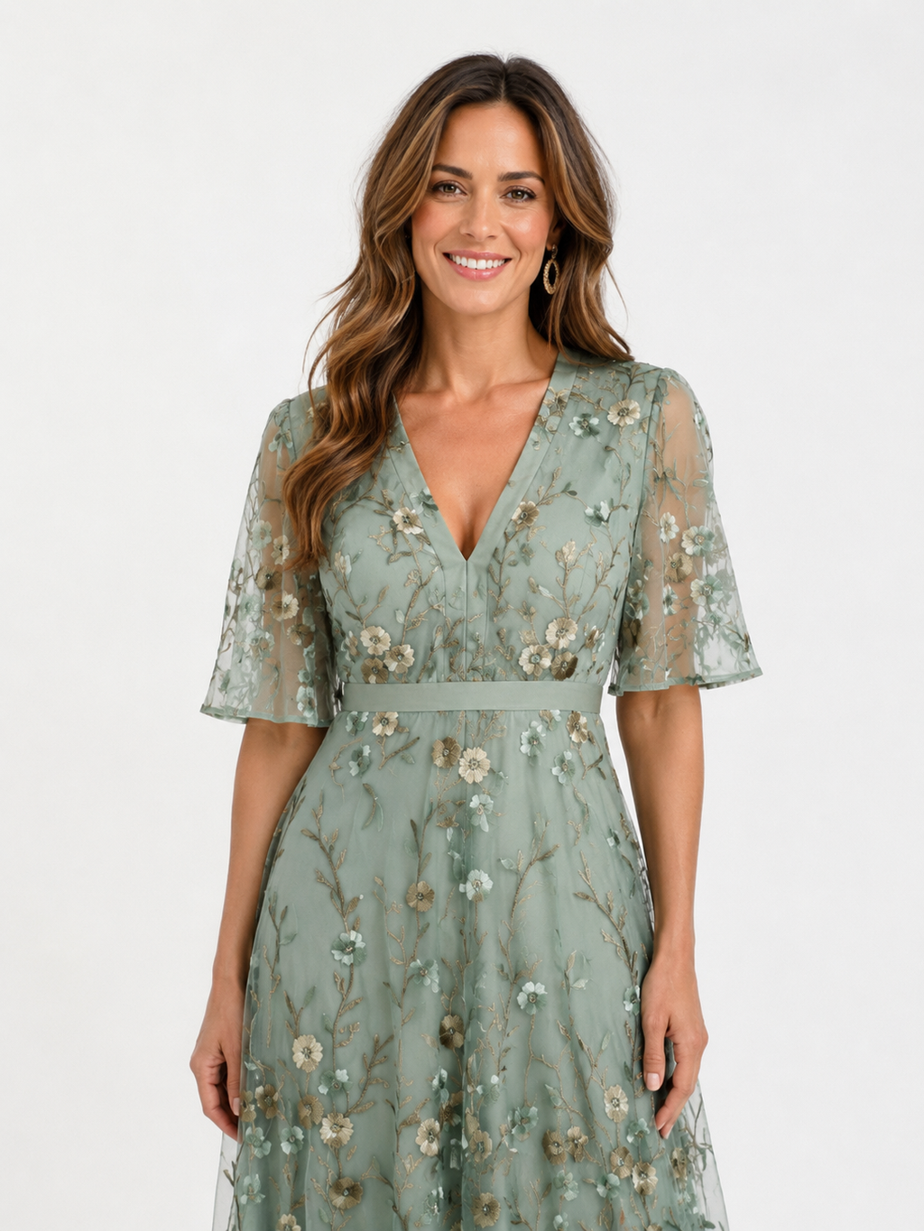 CARMEN VESTIDO LARGO CON BORDADOS FLORALES