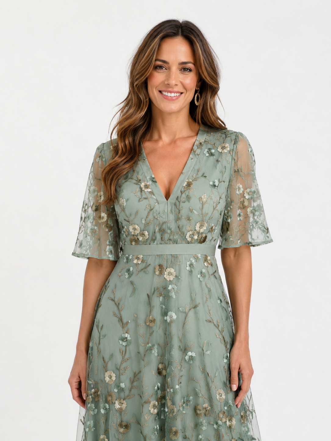 CARMEN VESTIDO LARGO CON BORDADOS FLORALES