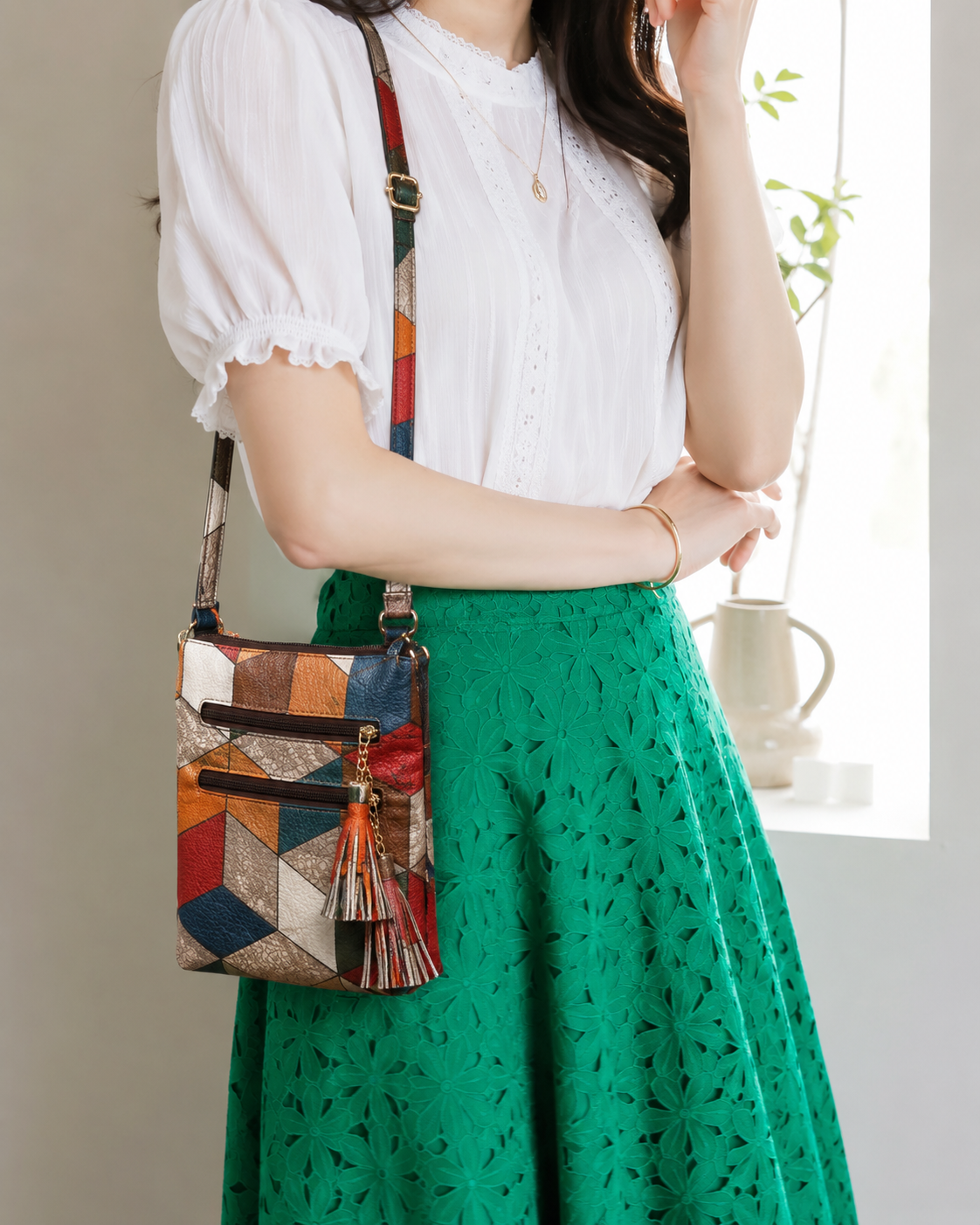 Livia - Bolso con Bandolera Elegante de Cuero Hecho a Mano