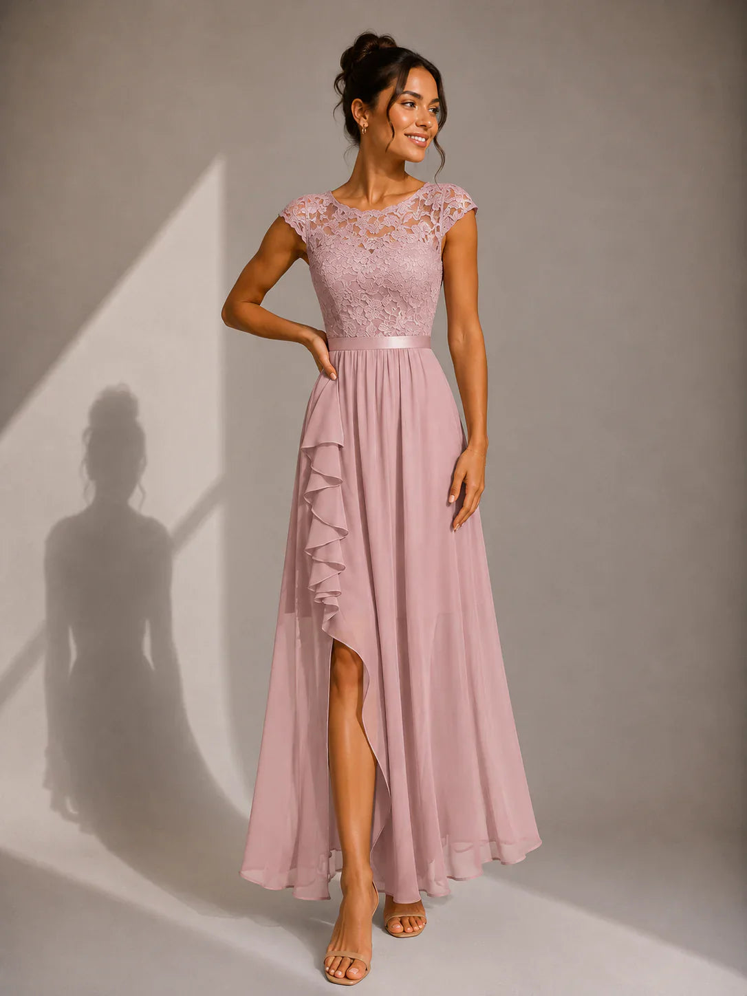 Susan - Vestido de Ceremonia de Encaje y Gasa de Seda