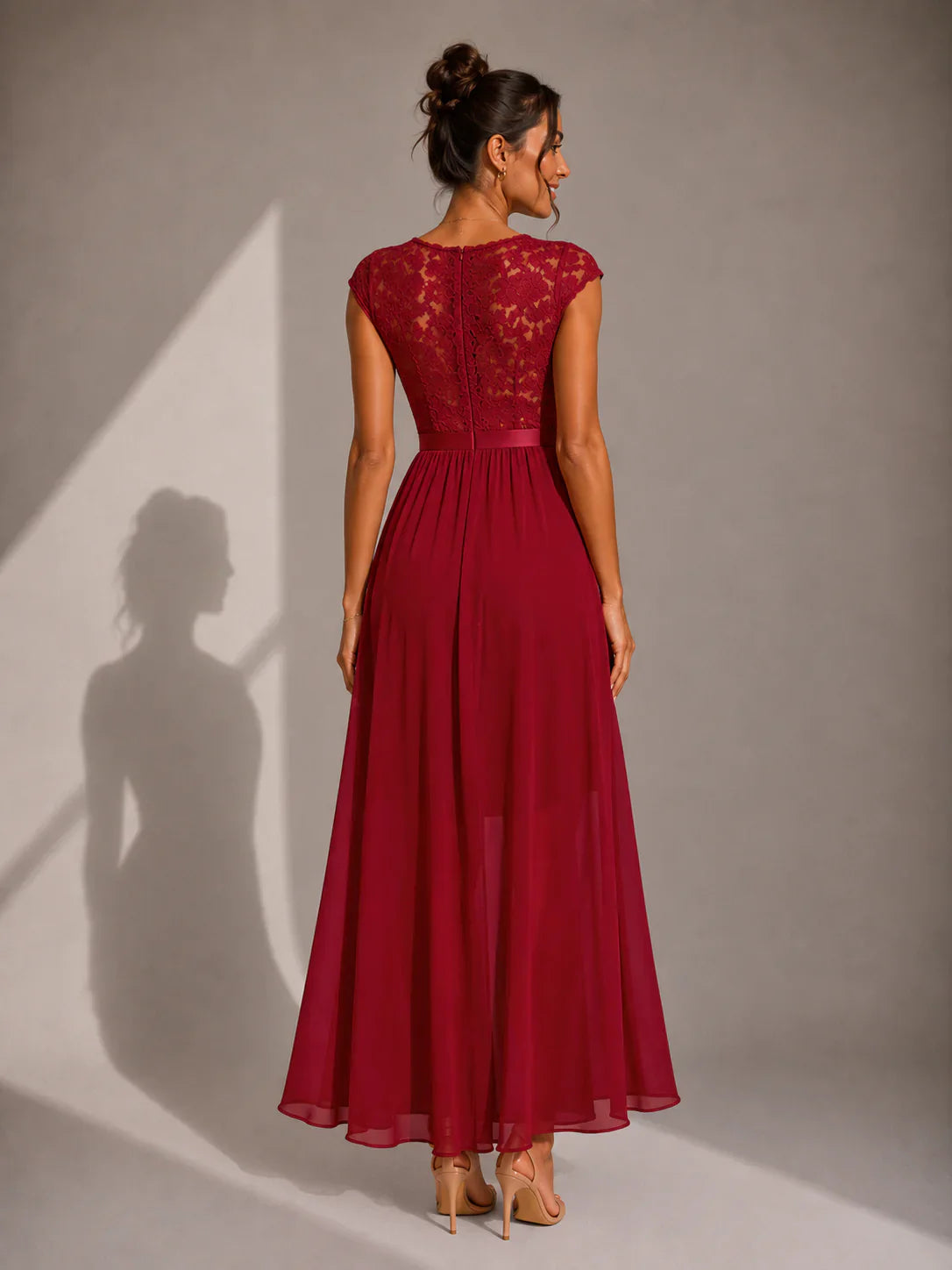 Susan - Vestido de Ceremonia de Encaje y Gasa de Seda