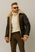 Marvin - Chaqueta de Cuero de Invierno con Forro de Borrego