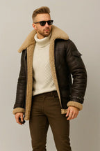 Marvin - Chaqueta de Cuero de Invierno con Forro de Borrego
