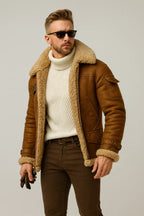 Marvin - Chaqueta de Cuero de Invierno con Forro de Borrego