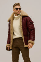 Marvin - Chaqueta de Cuero de Invierno con Forro de Borrego