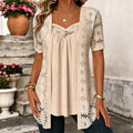 Yolaine - Blusa Femenina con Chaqueta Floral Bordada