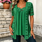 Yolaine - Blusa Femenina con Chaqueta Floral Bordada