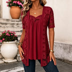 Yolaine - Blusa Femenina con Chaqueta Floral Bordada