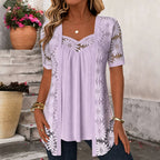 Yolaine - Blusa Femenina con Chaqueta Floral Bordada