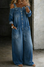 Binta - Mono de Denim con Hombros Descubiertos