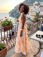 Angela | Vestido con cuello halter y estampado de acuarela