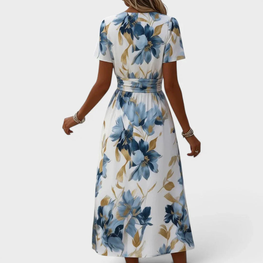 Elize - Vestido con Cuello Cruzado y Estampado Floral