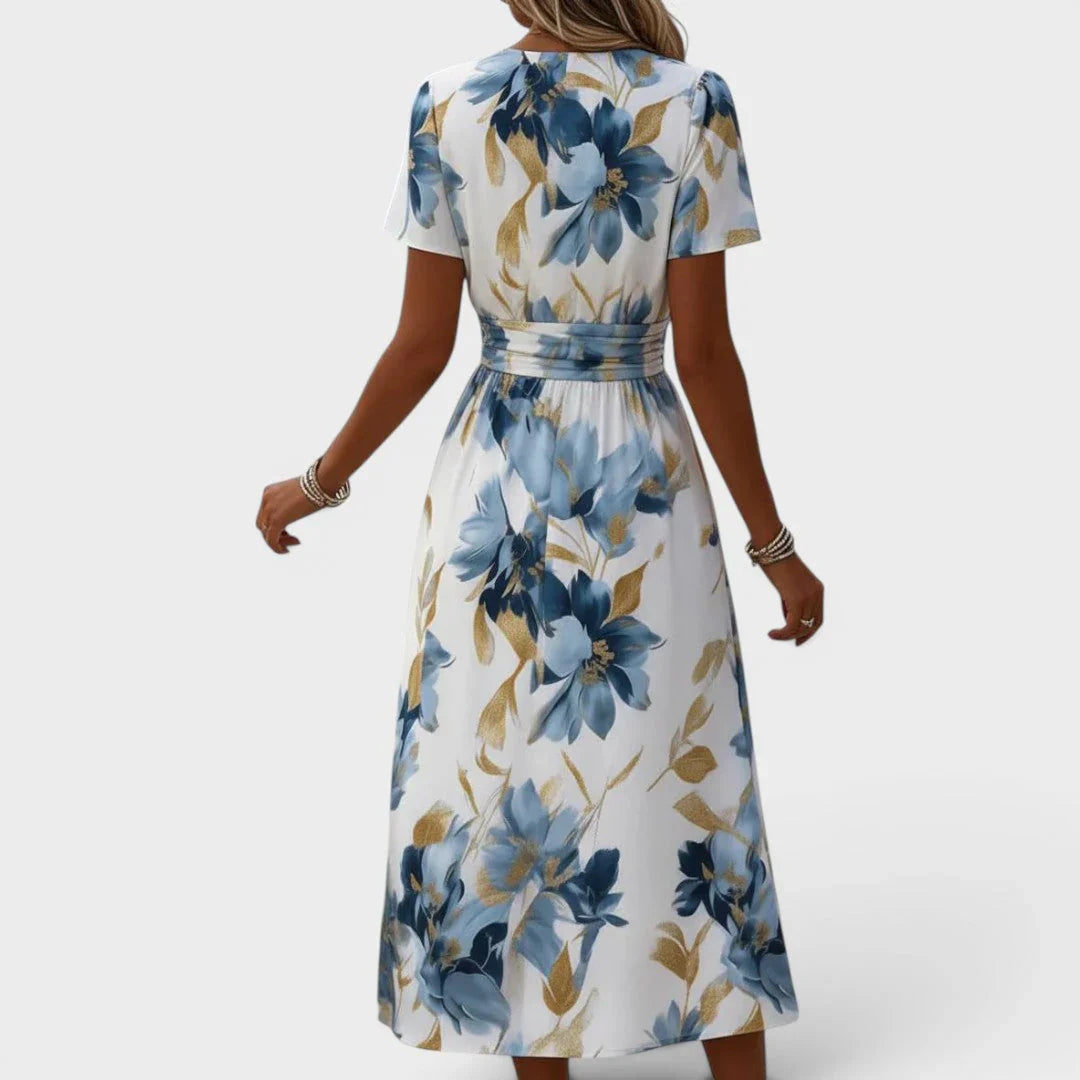 Elize - Vestido con Cuello Cruzado y Estampado Floral