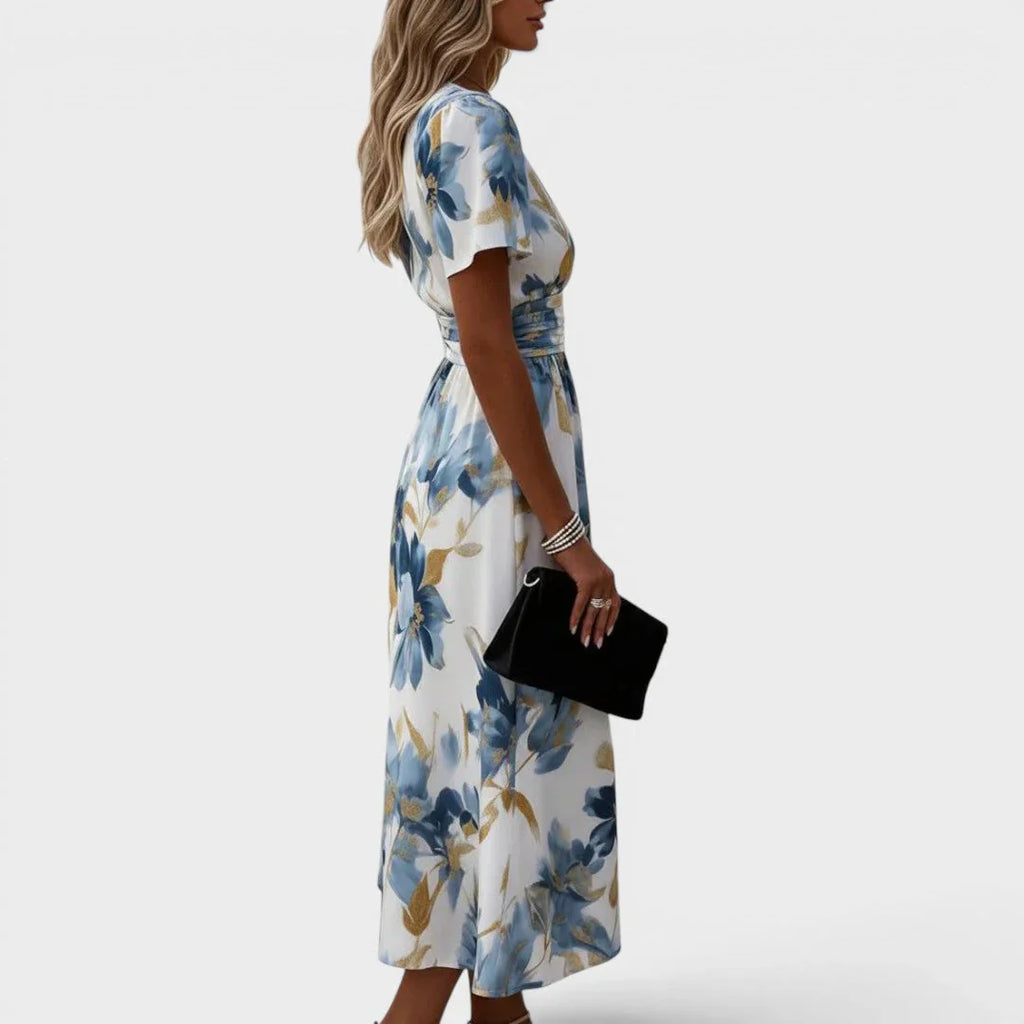 Elize - Vestido con Cuello Cruzado y Estampado Floral