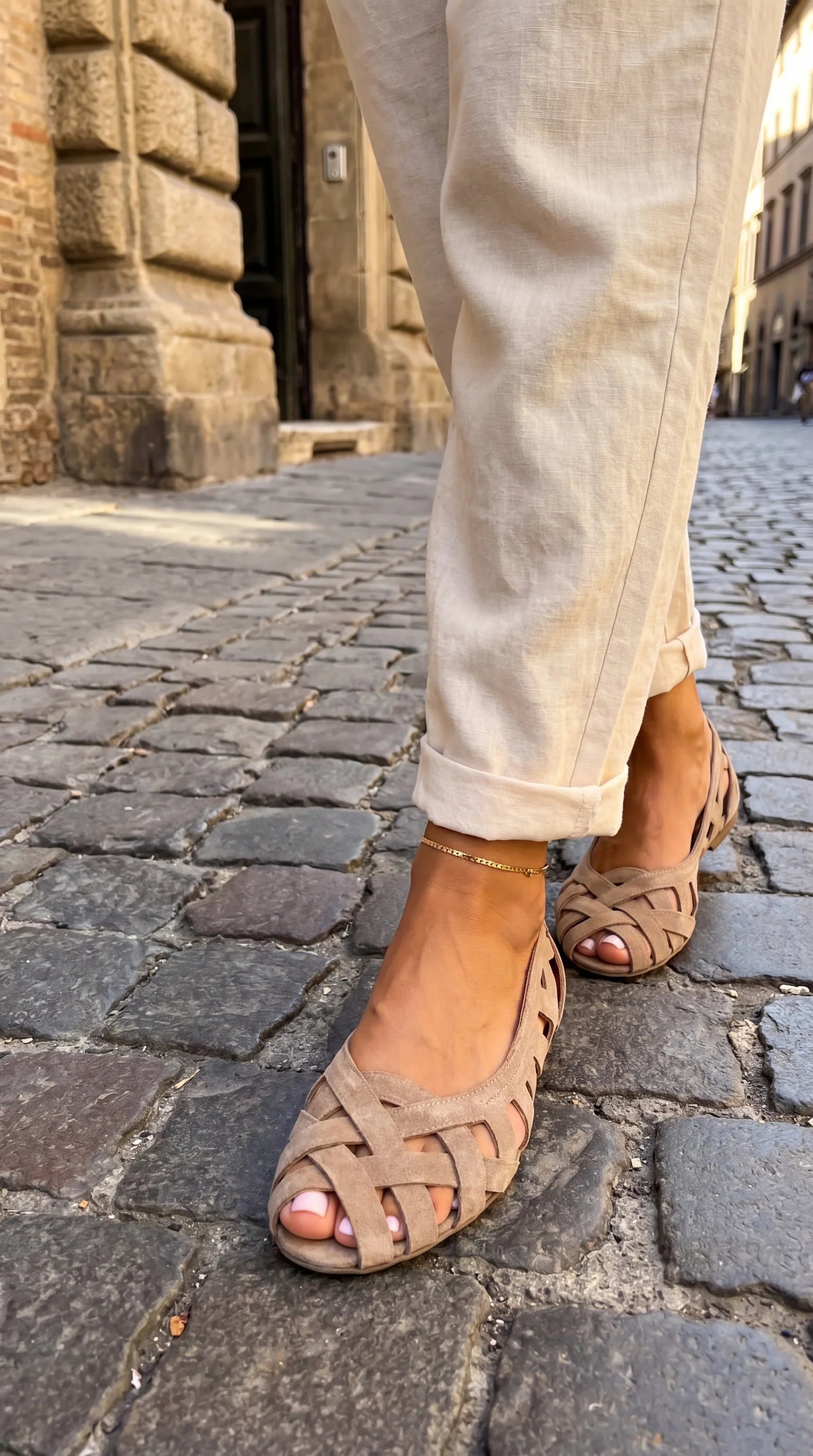 Grasia - Sandalias Estilo Bailarina con Tiras Cruzadas
