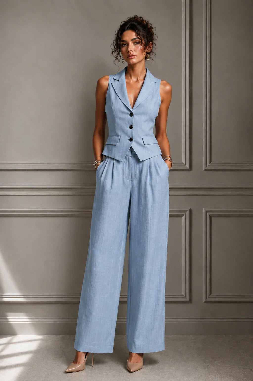 Jelena - Conjunto Chic Chaleco y Pantalón Clásico