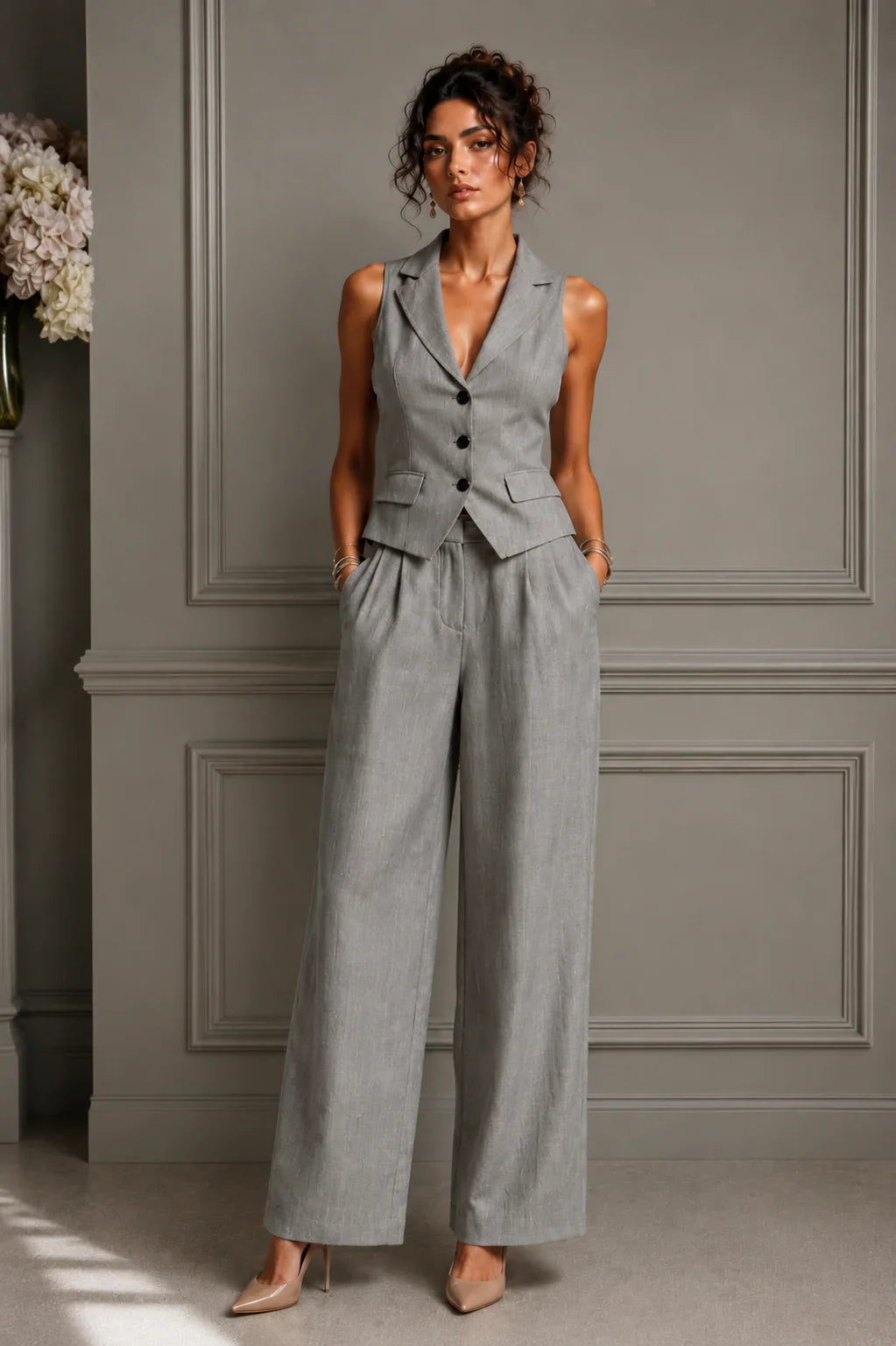 Jelena - Conjunto Chic Chaleco y Pantalón Clásico