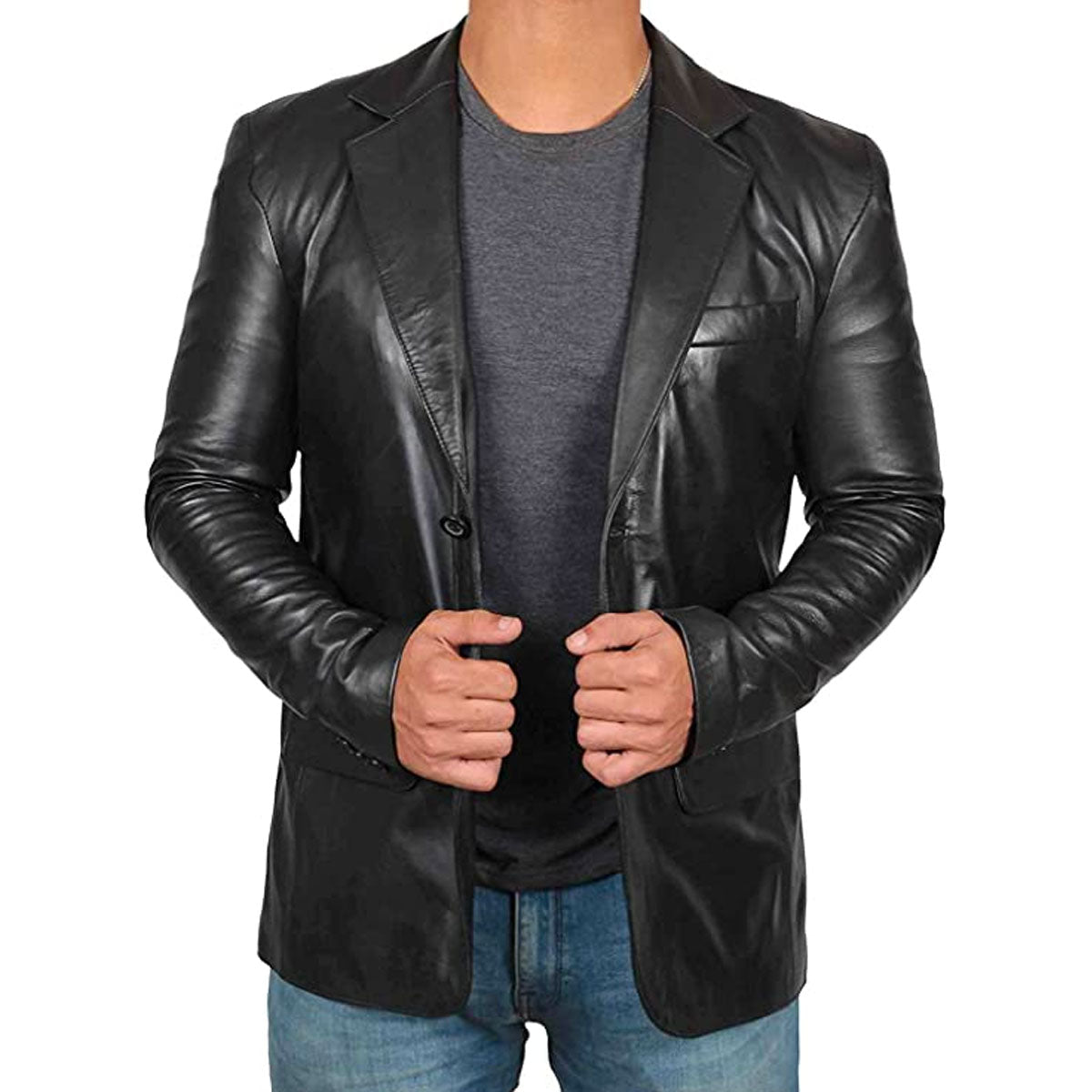Nicolás – Blazer de Cuero Elegante y Estilizado