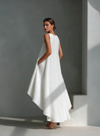 Renia - Vestido de Algodón Fluido de Longitud Asimétrica