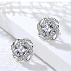 Pendientes Dorados Espiral Floral con Cristales