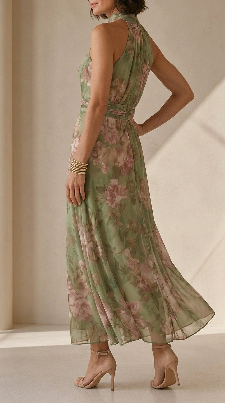 Adriana | Floral Verde Salvia Halter