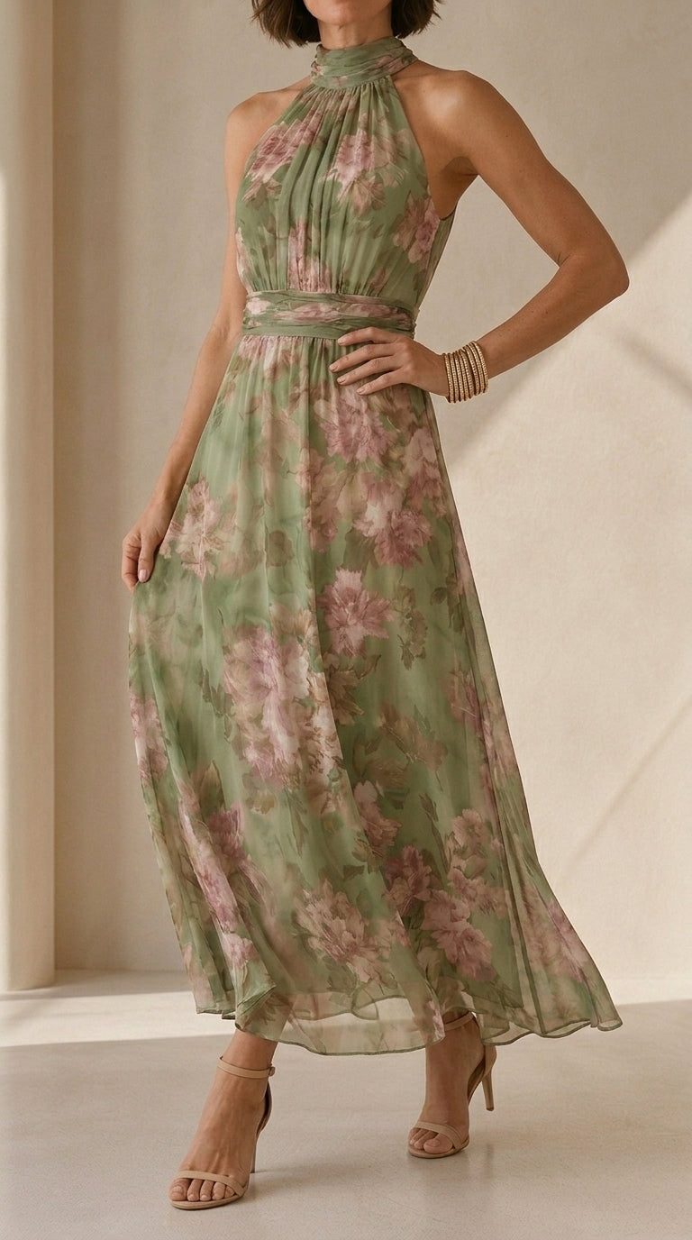Adriana | Floral Verde Salvia Halter