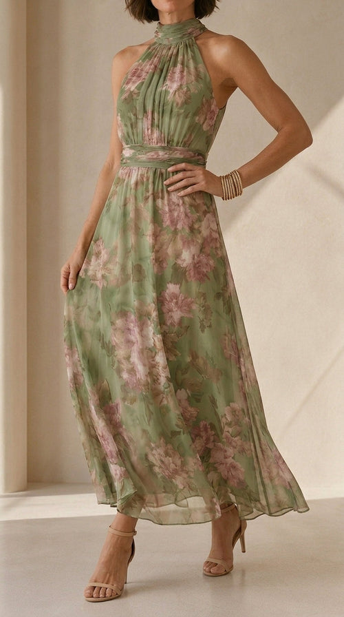 Adriana | Floral Verde Salvia Halter
