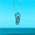 Collar Colgante Chancleta Plata con Ópalo Azul