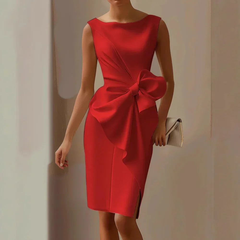 Carina - Vestido Elegante De Satén Ajustado Con Lazo