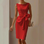 Carina - Vestido Elegante De Satén Ajustado Con Lazo