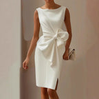 Carina - Vestido Elegante De Satén Ajustado Con Lazo