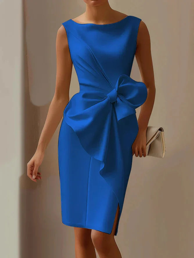 Carina - Vestido Elegante De Satén Ajustado Con Lazo