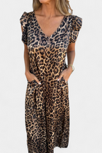 Isela Mono de Cuello en V con Estampado de Leopardo