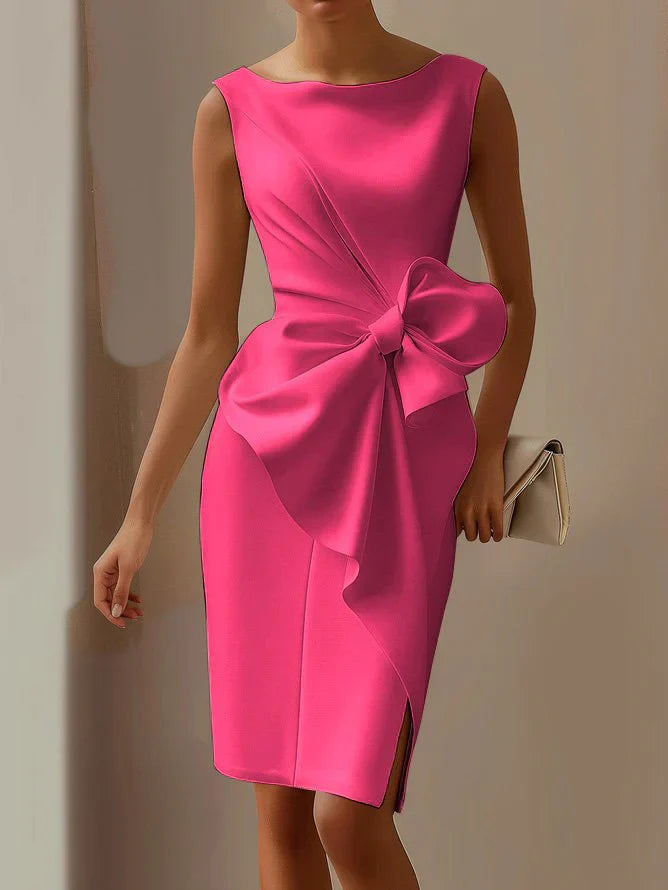 Carina - Vestido Elegante De Satén Ajustado Con Lazo